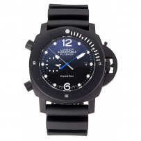 Panerai Luminor sommergibile Flyback data quadrante nero cassa ionizzata nera cinturino in caucciù nero