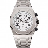 Audemars Piguet Royal Oak Offshore quadrante bianco con cassa e bracciale in acciaio inossidabile