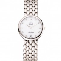 Quadrante bianco Omega De Ville Prestige con cassa e bracciale in acciaio inossidabile di diamanti