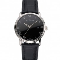 Blancpain Villeret Ultra Slim con quadrante nero cassa in acciaio inossidabile e cinturino in pelle nera