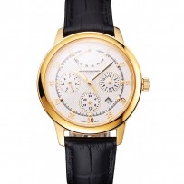 Swiss Vacheron Constantin Traditionnelle Power Reserve quadrante bianco cassa in oro cinturino in pelle nera