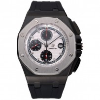 Swiss Audemars Piguet Royal Oak Offshore Cronografo quadrante bianco Cassa in acciaio nero Cinturino in caucciù nero 622862