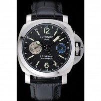 Panerai Luminor Gmt quadrante nero cinturino in pelle nera