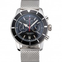 Breitling Superocean Heritage Chronographe 44 quadrante nero e cassa e bracciale in acciaio inossidabile con lunetta