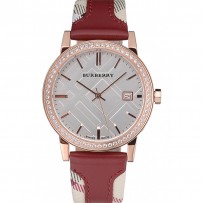 Bracciale Burberry The City Classic Diamanti con quadrante argentato rosso 622570