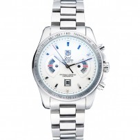 Tag Heuer Grand Carrera Bracciale in acciaio inossidabile quadrante bianco 801437