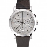 Burberry The City Classic Chronograph Silver Dial Bracciale Trench affumicato 622572