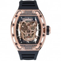 Richard Mille Tourbillon Skull RM 052 Bracciale in gomma nera con cassa in oro rosa 1454252