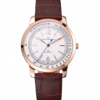 Swiss Girard-Perregaux 1966 quadrante bianco automatico cassa in oro cinturino in pelle marrone
