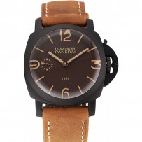 Svizzero Panerai Luminor 1950 quadrante marrone cassa in PVD nero cinturino in pelle scamosciata marrone 1453848