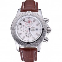 Breitling Chronomat Evolution Quadrante Bianco Bracciale in Pelle Marrone - 622517