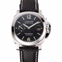 Svizzero Panerai Luminor Marina quadrante nero cassa in acciaio inossidabile cinturino in pelle nera