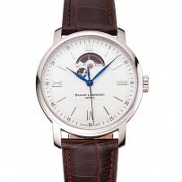 Swiss Baume & amp; Mercier Classima 8688 quadrante bianco cassa in acciaio inossidabile cinturino in pelle marrone