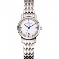 Vacheron Constantin Fine quadrante bianco cassa e bracciale in acciaio inossidabile con segni blu