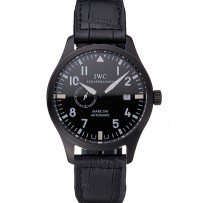 IWC Mark XVll quadrante nero cassa in acciaio inossidabile nero cinturino in pelle nera