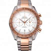 Omega Speedmaster Quadrante Bianco Lunetta in Oro Cassa in Acciaio Inossidabile Bracciale Due Tonalità - 622803