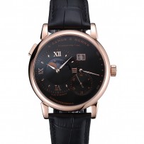 A. Lange & amp; Sohne Grand Lange 1 Moon Phase quadrante nero cassa in oro rosa cinturino in pelle nera