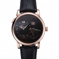 A. Lange & Söhne Grand Lange 1 Moon Phase con quadrante nero cassa in oro rosa e cinturino in pelle nera