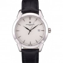 Swiss Vacheron Constantin Traditionnelle quadrante bianco cassa in acciaio inossidabile bracciale in pelle nera