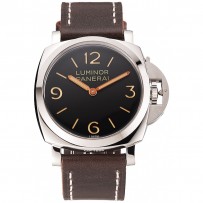 Svizzero Panerai Luminor quadrante nero cassa in acciaio inossidabile cinturino in pelle marrone 1453854