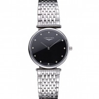 Longines La Grande Classique in acciaio inossidabile quadrante nero con diamanti marcatori Homme 622111