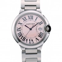 Cartier Ballon Bleu 38 mm quadrante rosa cassa e bracciale in acciaio inossidabile