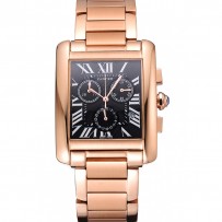 Cartier Tank MC quadrante nero cassa e bracciale in oro rosa 622.703