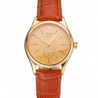Svizzero Rolex Cellini quadrante in oro cassa in oro cinturino in pelle marrone chiaro