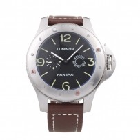 Panerai Luminor spazzolato cassa in acciaio inossidabile quadrante nero cinturino in pelle marrone scuro