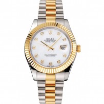 Swiss Rolex Datejust quadrante bianco Diamond Hour Marks lunetta in oro cassa in acciaio inossidabile bracciale bicolore