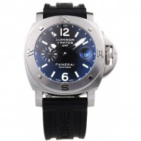 Panerai Luminor Cassa in acciaio inossidabile spazzolato Quadrante nero Cinturino in caucciù nero 98164