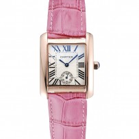 Cartier Tank MC cassa in oro quadrante bianco cinturino in pelle rosa 622176