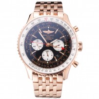 Swiss Breitling Navitimer Quadrante Nero Cassa e Bracciale in Oro Rosa