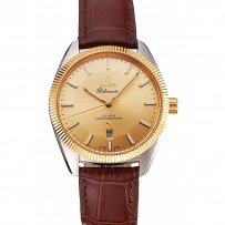 Omega Globemaster quadrante in oro e lunetta cassa in acciaio inossidabile cinturino in pelle marrone