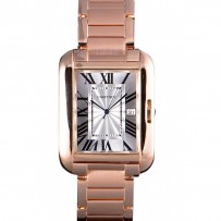 Cartier Tank Anglaise 36mm quadrante bianco cassa in oro rosa e bracciale