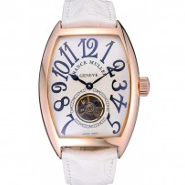 Franck Muller Casablanca cinturino in pelle di coccodrillo bianco quadrante bianco 80283