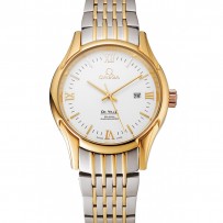 Omega De Ville quadrante bianco cassa in oro bracciale bicolore 1453785