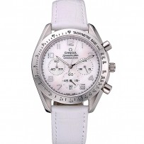 Omega Speedmaster cronografo quadrante bianco cinturino in pelle bianca 622452