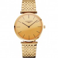 Cassa e bracciale in oro con quadrante in oro svizzero Longines Grande Classique