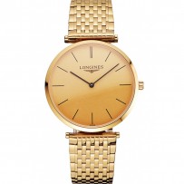 Cassa e bracciale in oro con quadrante in oro svizzero Longines Grande Classique