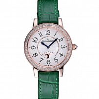 Jaeger LeCoultre Rendez-Vous quadrante bianco cinturino in pelle verde 622085