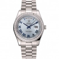 Svizzero Rolex Day-Date Ice Blue Dial Diamond Case Bracciale in acciaio inossidabile 1453962