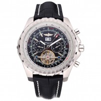 Breitling Bentley Mulliner Tourbillon quadrante nero cassa in acciaio inossidabile cinturino in pelle nera 622728