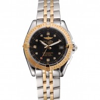 Breitling Colt Lady quadrante nero Diamond Hour Marks lunetta in oro cassa in acciaio inossidabile bracciale bicolore