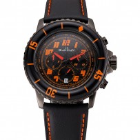 Blancpain Fifty Fathoms Speed ​​Command quadrante in fibra di carbonio con segni arancioni Cassa in PVD nero Cinturino in pelle nera 1453776