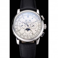 Patek Philippe Grand Complications quadrante bianco cinturino in pelle nera