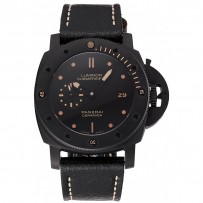 Svizzero Panerai Luminor sommergibile 3 giorni quadrante nero cassa nera cinturino in pelle nera