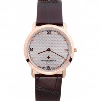 Vacheron Constantin quadrante argentato cassa in oro rosa bracciale Rich Maroon