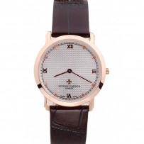 Vacheron Constantin quadrante argentato cassa in oro rosa bracciale Rich Maroon