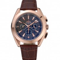 Omega Seamaster Aqua Terra Chronograph Teak-quadrante nero Bracciale in pelle marrone 622531